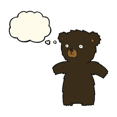 cute cartoon black bear with thought bubble