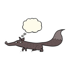 cartoon little fox with thought bubble