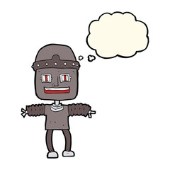 cartoon robot with thought bubble