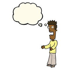 cartoon man freaking out with thought bubble