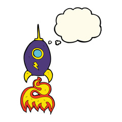 cartoon spaceship with thought bubble