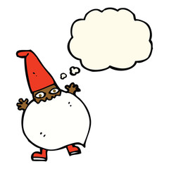 cartoon tiny santa with thought bubble