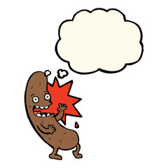 cartoon sausage with thought bubble
