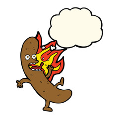 crazy cartoon sausage with thought bubble