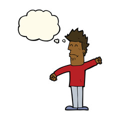 cartoon stressed man with thought bubble