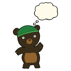 cute cartoon black bear with thought bubble