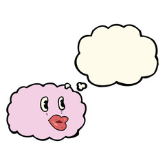 cartoon cloud symbol with thought bubble