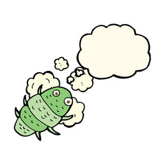 cartoon bug with thought bubble