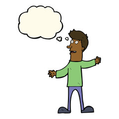 Obraz premium cartoon surprised man with thought bubble