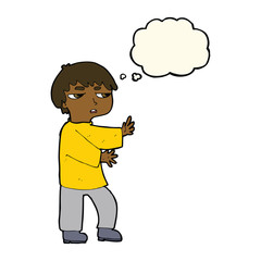 Fototapeta premium cartoon man gesturing with thought bubble