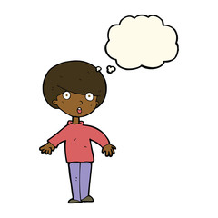 cartoon surprised man with thought bubble