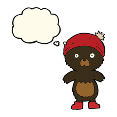 cartoon cute teddy bear with thought bubble