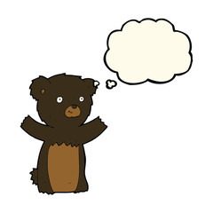 cartoon black bear cub with thought bubble