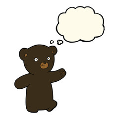 cartoon black bear cub with thought bubble