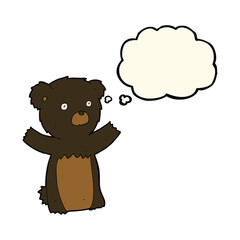 cartoon black bear cub with thought bubble