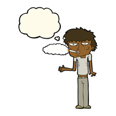 cartoon smoker with thought bubble
