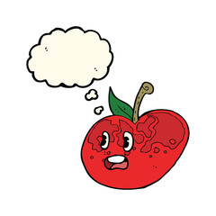 cartoon apple with thought bubble