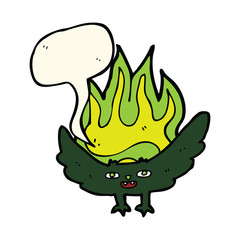 cartoon spooky vampire bat with thought bubble