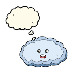 cartoon decorative cloud with thought bubble