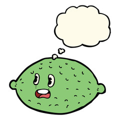 cartoon lime with thought bubble