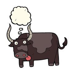 cartoon bull with thought bubble