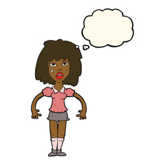 cartoon girl fight with thought bubble