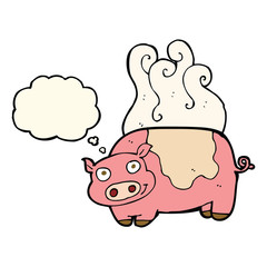 cartoon pig with thought bubble