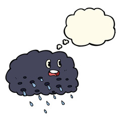 cartoon rain cloud with thought bubble