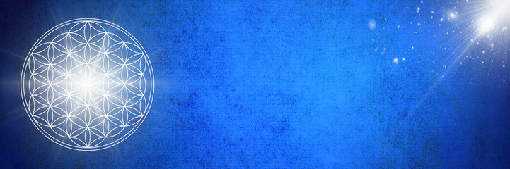 Flower of Life - blue cosmic star banner