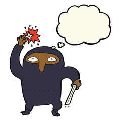cartoon ninja with thought bubble