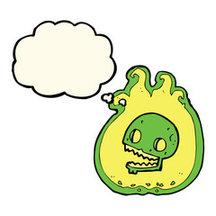 cartoon halloween flame border with thought bubble