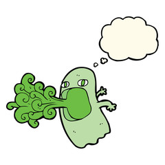 funny cartoon ghost with thought bubble