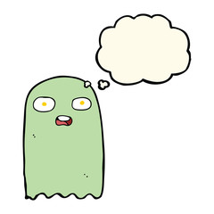 funny cartoon ghost with thought bubble