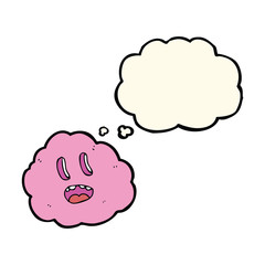 cartoon spooky cloud with thought bubble