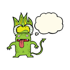 cartoon little devil with thought bubble