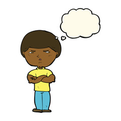 cartoon grumpy man with thought bubble