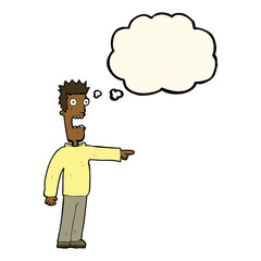 cartoon terrified man with thought bubble