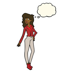 cartoon pretty woman  with thought bubble