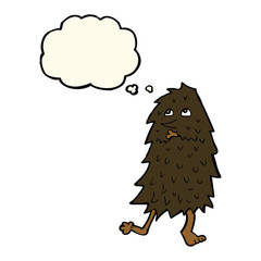 cartoon monster with thought bubble