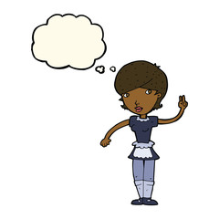 cartoon waitress taking order with thought bubble