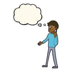 cartoon man asking question with thought bubble