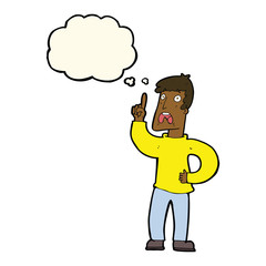 cartoon man with complaint with thought bubble