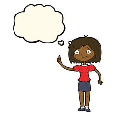 cartoon woman with idea with thought bubble