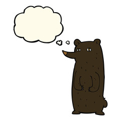 funny cartoon black bear with thought bubble