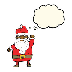 cartoon angry santa claus with thought bubble