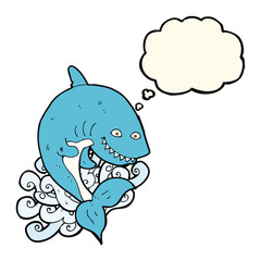 cartoon shark with thought bubble