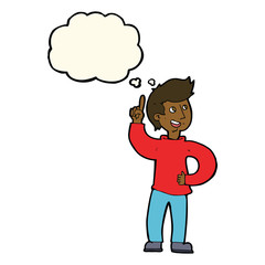 cartoon man with idea with thought bubble