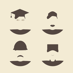 Male and female avatar faces.