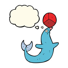 cartoon performing seal with thought bubble