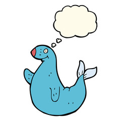 cartoon seal with thought bubble